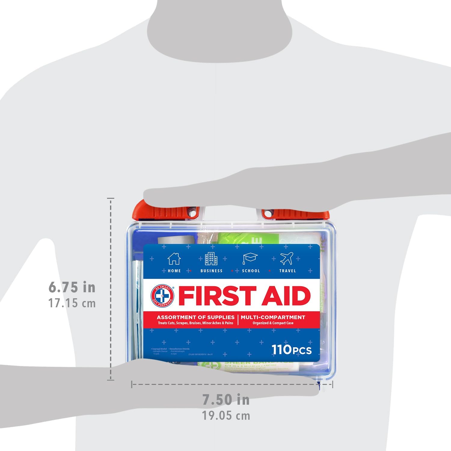 Be Smart Get Prepared 110 pc First Aid Kit: Clean, Treat, Protect Minor Cuts, Home, Office, Car, School, Business, Travel, Emergency, Outdoor, Camping & Sports, FSA/HSA (Packaging may vary) - Image 12